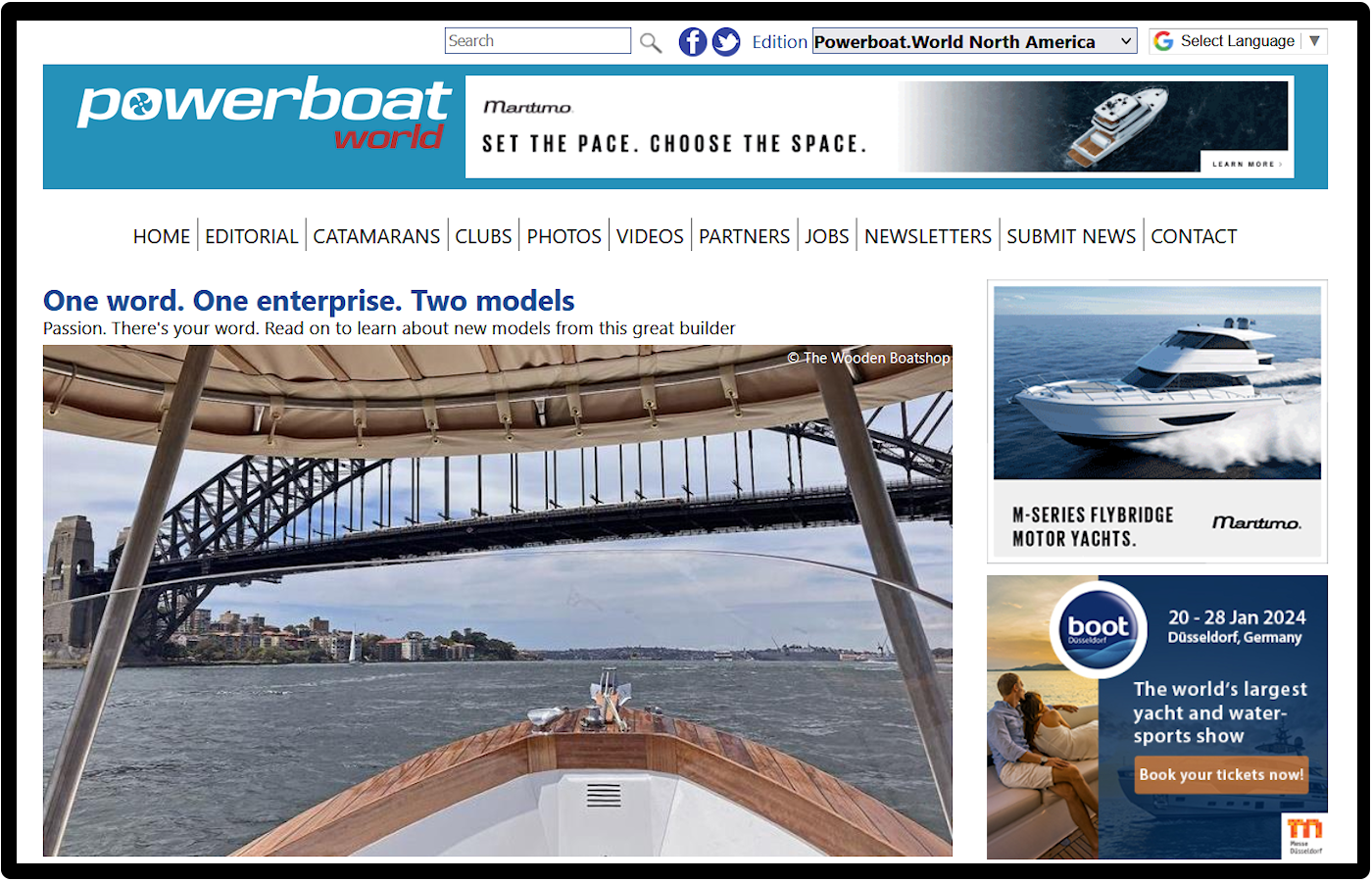 powerboat.world on a desktop display