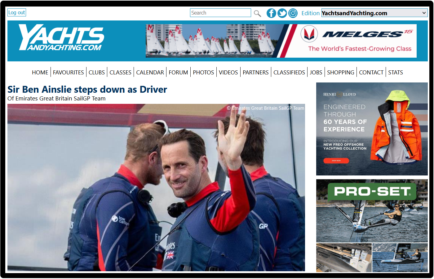 YachtsandYachting.com on a desktop display